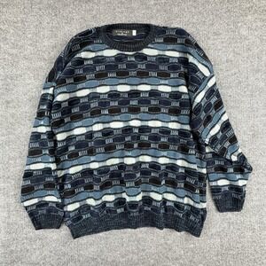 VTG Protege Collection Sweater Mens‎ 2XL Blue Geometric Knit Crewneck USA